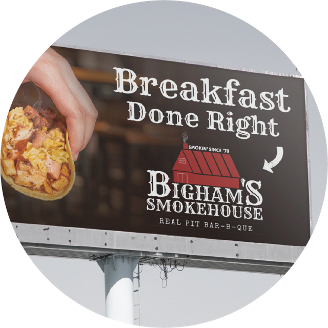 Bigham's Smokehouse billboard designed by cre8ive