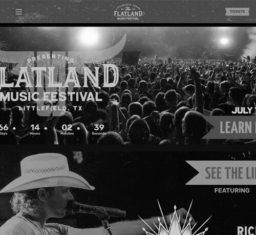 a photo of Flatland Music Festival's website on the Cre8ive website, Lubbock web designers