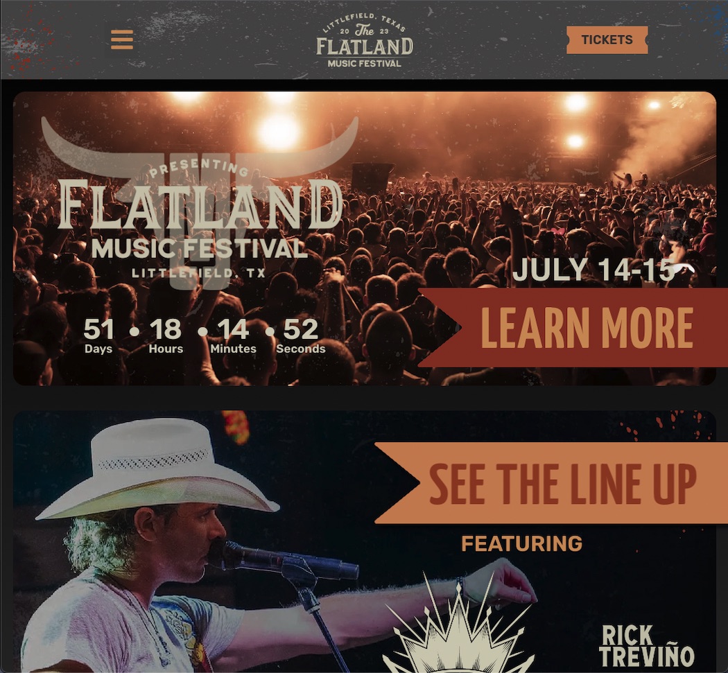Flatland Music Festival website created by the graphic design studio, Cre8ive