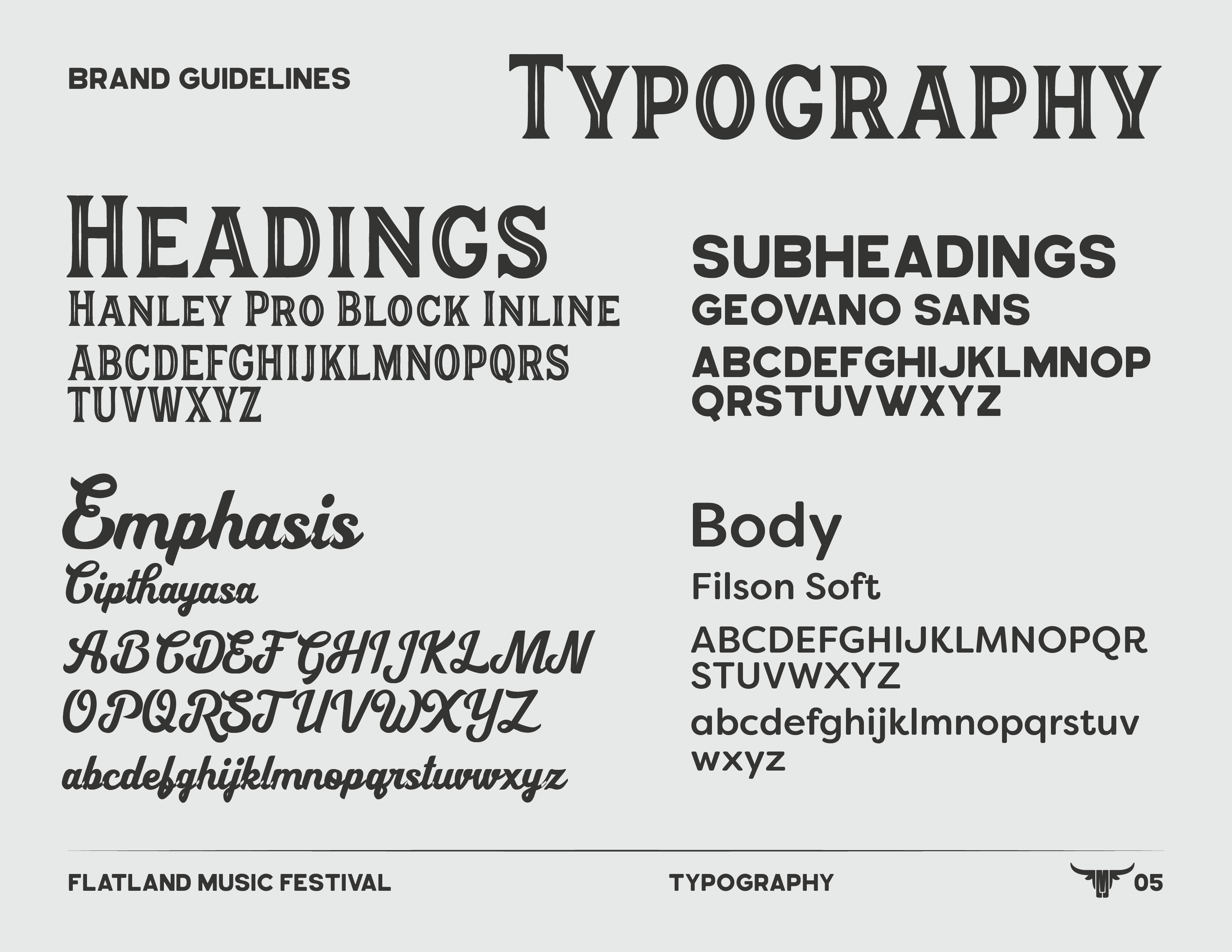 Flatland Music Festival Typography Brand Guideline created by the graphic design studio, Cre8ive
