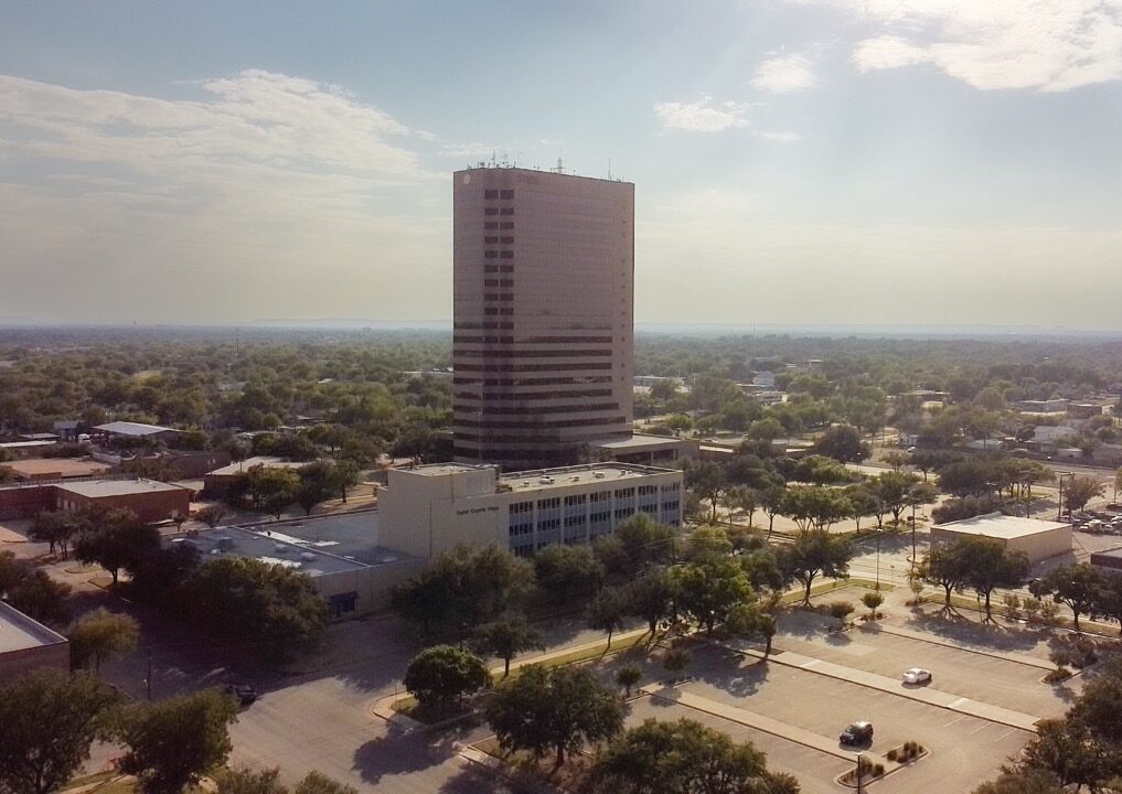 Drone photograph of skyscraper in Abilene Texas by the Digital Marketing team, Cre8ive