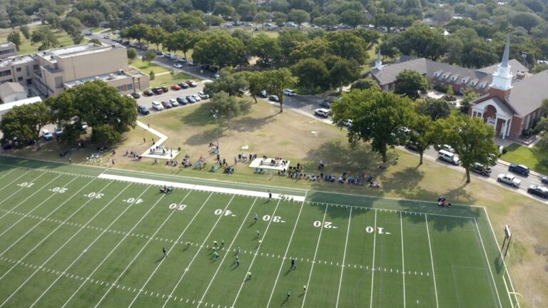 Drone Videographer captures a football field in Amarillo for the Digital Marketing page for Cre8ive