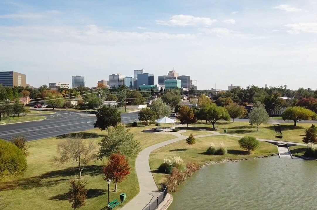 Drone Photo of Midland texas skyline captured by the west texas aerial Video Production company, Cre8ive