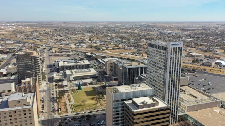 Downtown Drone Photograph of Midland texas captured by the Video Production company, Cre8ive